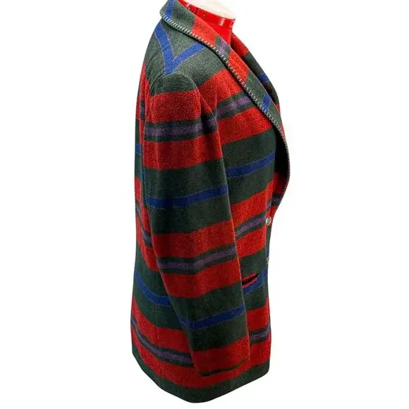 Casual Corner Vintage Red Wool Blend Aztec Western Country Blazer Women 10 - Picture 4 of 8